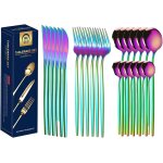 Sjzg - couverts de table pour 6 personnes, 24 pices couverts, couverts en titane arc - en - ciel, couverts ...