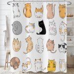 Sjzg - rideau de douche chat 120x200, drôle d'animal de dessin animé chaton coloré, beaux animaux de ... Sjzg - rideau de douche chat 120x200, drôle d'animal de dessin animé chaton coloré, beaux animaux de ...