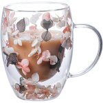 Sjzg - tasses a caf� en verre a double paroi avec motif fleurs s�ch�es, jolies tasses a th� avec poign�es, ...