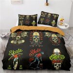 Skateboard housse de couette fille doux confortable microfibre parure de lit personne x cm housse de ...