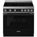 Smeg cpf9ipbl four et cuisini�re electrique plaque avec zone � induction noir