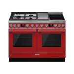 Smeg portofino cpf120igmpr cuisinire rouge / acier inoxydable