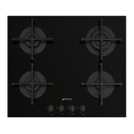 Smeg table de cuisson gaz 4 foyers noire - pv264b