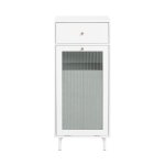 Sobuy bzr116 - w corbeille � linge meuble bas de salle de bain sur pieds avec 1 tiroir, 1 porte en verre ...