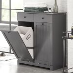 Sobuy bzr33 - dg meuble bas de salle de bain armoire toilette avec 2 tiroirs et 2 paniers  linge meuble ...