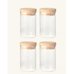Sostene grene - lot de 4 bocaux en verre avec couvercle en bois 150ml 5, 5 x 9 cm Sostene grene - lot de 4 bocaux en verre avec couvercle en bois 150ml 5, 5 x 9 cm