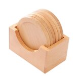 Sous - verre en bois de h�tre pour tasse a caf�, rond, coussin isolant, en bois massif, cr�atif, petite ...