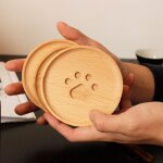 Sous - verres en bois a motif de patte d'ours, sous - verres ronds, tapis de table thermo - isolant, ...