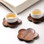 Sous - verres en bois de noyer de style japonais, napperons en pétales, tapis de boisson résistant a ... Sous - verres en bois de noyer de style japonais, napperons en pétales, tapis de boisson résistant a ...