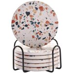 Sous - verres pour boissons, sous - verres absorbants en céramique de style marbre avec base en liège, ... Sous - verres pour boissons, sous - verres absorbants en céramique de style marbre avec base en liège, ...