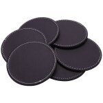 Sous - verres en cuir pour boissons, lot de 6 supports, prot�ge les meubles contre les rayures et les ...
