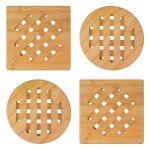Sous - verres de pot en bambou, sets de table en bambou rsistant a la chaleur, sous - verres carrs ...