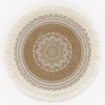 Sous - verre rond en lin de style nordique, napperon de cuisine, assiette en lin, tampon de broderie, ...