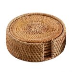 Sous - verres en rotin tiss a la main avec panier antidrapant, napperon, plateaux a th, tasse a caf, ...