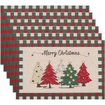 Sous - verres table banchif lot de 6 pvc antid�rapants sapin pour no�l 45 x 30 cm r�sistant jusqu�a ...
