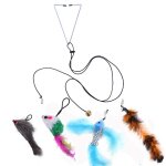 Souris en peluche r�tractable pour chat, jouet suspendu a la porte, corde a gratter interactive, divertissemen ...