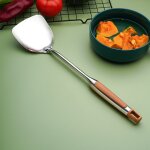 Spatule chinoise a manche en bois, cuillère a soupe, ensemble d'ustensiles de cuisine en acier inoxydable, ... Spatule chinoise a manche en bois, cuillère a soupe, ensemble d'ustensiles de cuisine en acier inoxydable, ...