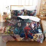 Spiderman housse de couette movie posters d motif imprim� parure de lit en microfibre avec fermeture ...
