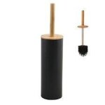 Spirella brosse wc avec support acier et bambou adonis gris noir mat - poils r�sistants en silicone