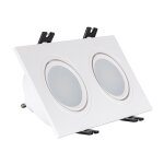 Spot led downlight carr� inclinable gu10 6w coupe 75x150mm pc blanc brillant blanc chaud 3000k