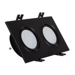 Spot led downlight carr� inclinable gu10 6w coupe 75x150mm pc no flicker 4000k noir blanc neutre