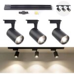 Spot plafonnier led 30w 3 spots orientables 50cm blanc neutre 4000k m�tal cob, rotation 330 inclinaison ...
