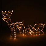 Springos� lumineux de no�l renne et tra�neau 264 led 150 cm - blanc chaud