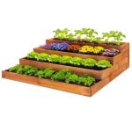 Springos bac potager en bois 4 niveaux carr potager, jardinire pour lgumes herbes fleurs avec gotextile ...
