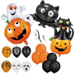 Ensemble de d�coration halloween ballons esprit citrouille chat noir 14 pi�ces - springos