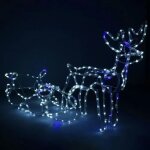 Springos� lumineux de no�l renne et tra�neau 288 led 210 cm - blanc froid