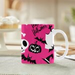 Squelette fantome d'halloween mignon sur tasse en ceramique rose tasse a cafe classique de 11 oz pour ...