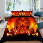 Squelette housse de couette x imprim�� d flamme parure de lit personnes ado fille enfants microfibre ...