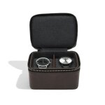 Stackers uk. boite 2 montres. voyage business, simili cuir. noir, uni.