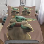 Star wars housse de couette imprim�� en d avec taies d'oreiller, parure de lit en microfibre, the mandalorian ...