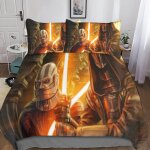 D star wars housse de couette avec taies d'oreiller, parure de lit en microfibre, the mandalorian ousse ...