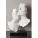 Statue design   couple tendresse  la vie amoureuse laqu� blanc et socle noir chic et �l�gant