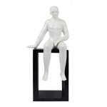 Sculpture - chic et elegante - homme assis - blanc - contemporain - design