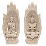 Statuettes namaste mudra mains avec bouddhas couleur sable