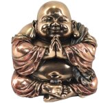 Statuette en polyr�sine bouddha de couleur bronze