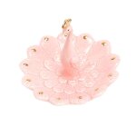 Statuette porte - bijoux paon rose