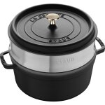 Staub cocotte ronde avec panier vapeur 24 cm noir