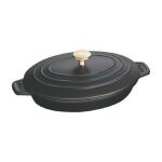 Staub fonte 1332325 assiette chaude ovale noir mat 23 cm