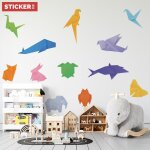 Stickers animaux origami xl (largeur 120cm, hauteur 58cm)