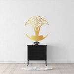 Sticker arbre de vie yoga or m (largeur 56cm, hauteur 58cm)