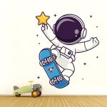 Sticker astronaute skate m hauteur 58cm, largeur 50cm)
