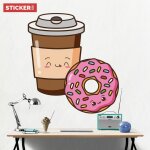 Sticker caf� donut xxl (hauteur 141cm, largeur 128cm)