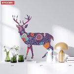 Sticker cerf floral m (hauteur 58cm, largeur 58cm)