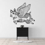 Sticker cochon volant m (largeur 58cm, hauteur 51cm)