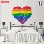Sticker coeur lgbt aquarelle s (largeur 38cm, hauteur 35cm)