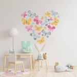 Sticker coeur de papillons color�s xl (largeur 98cm, hauteur 85cm)